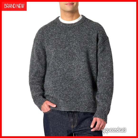 Men's Relaxed Fit Faux Mohair Crewneck Pullover Sweater